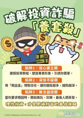 反詐騙宣導海報(養、套、殺)圖片